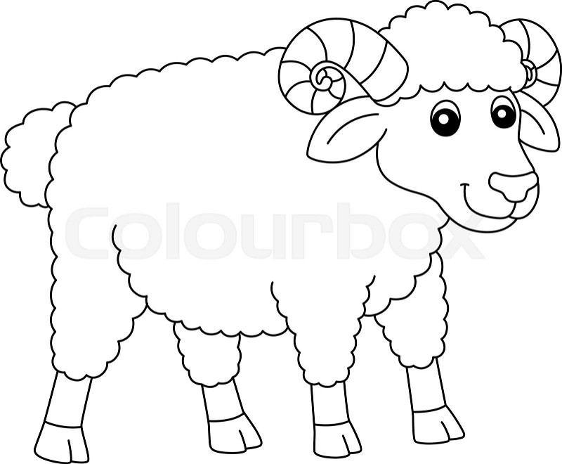 Sheep coloring page isolated for kids stock vector