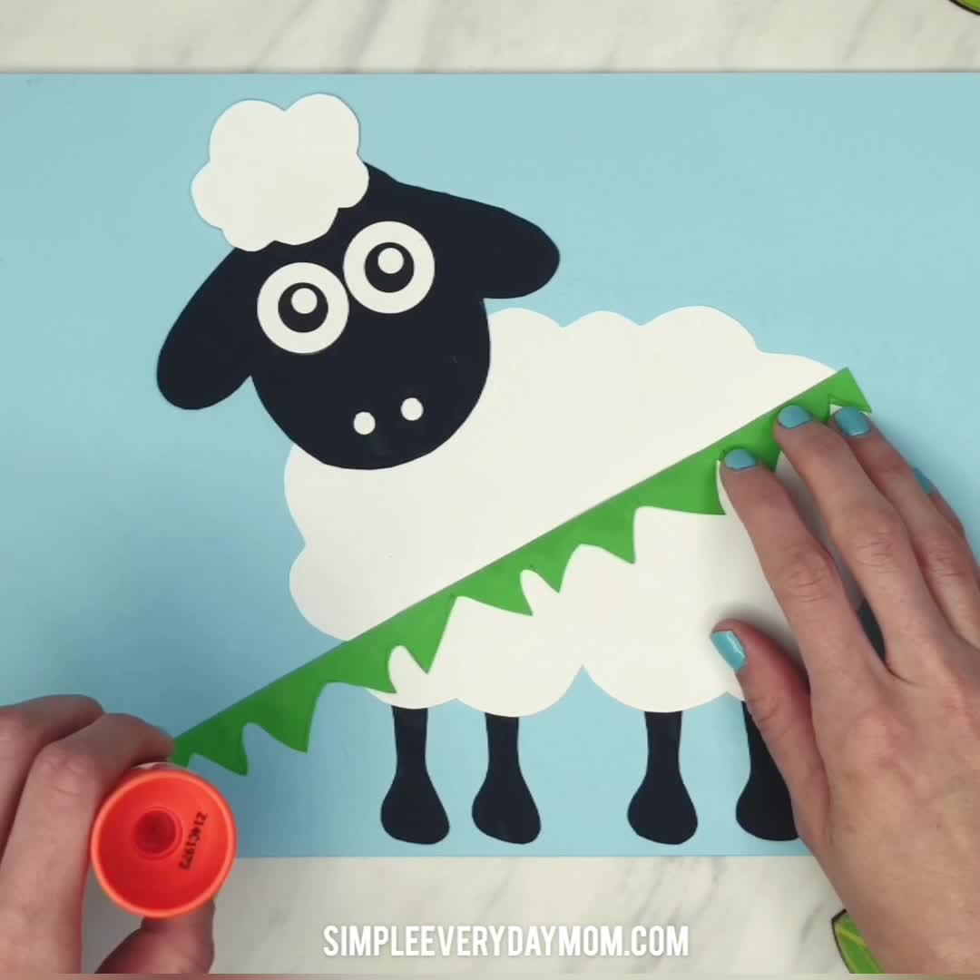 Easy pom pom sheep craft free template