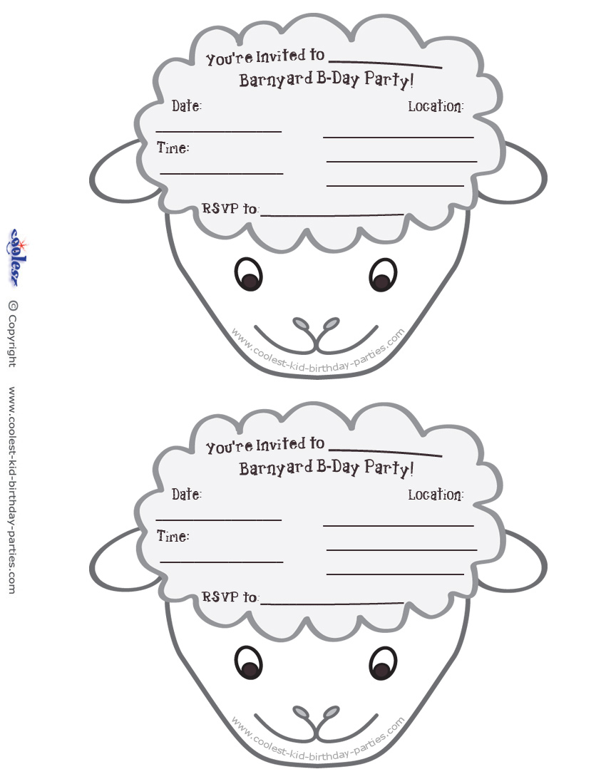 Printable sheep face invitations