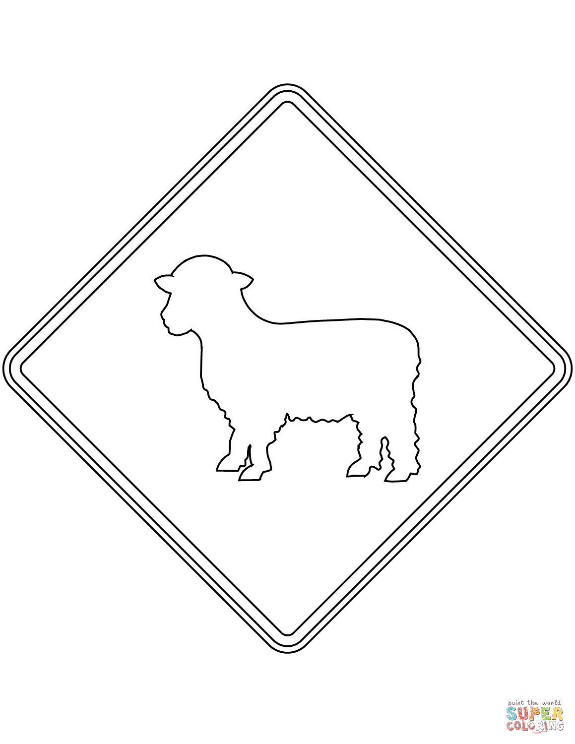 Sheep crossing sign in the usa coloring page free printable coloring pages