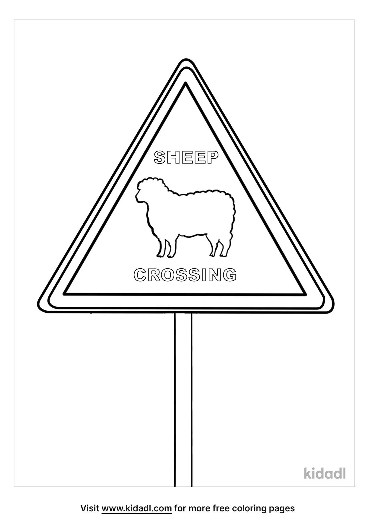 Free sheep crossing sign coloring page coloring page printables