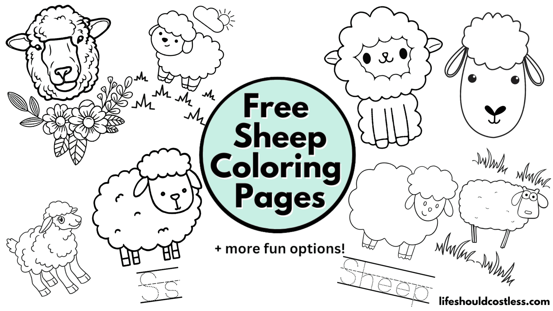 Sheep coloring pages free printable pdf templates