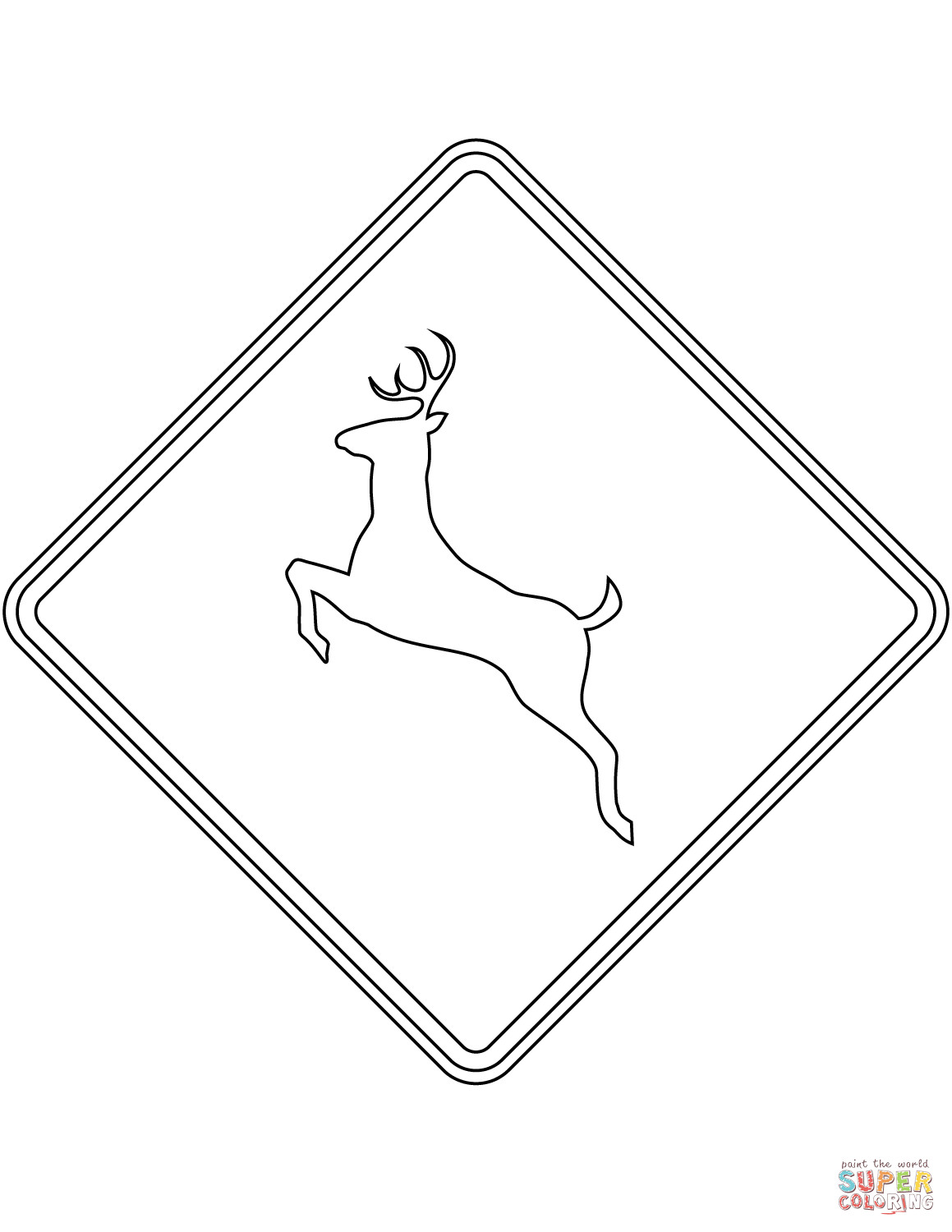 Deer crossing sign in the usa coloring page free printable coloring pages