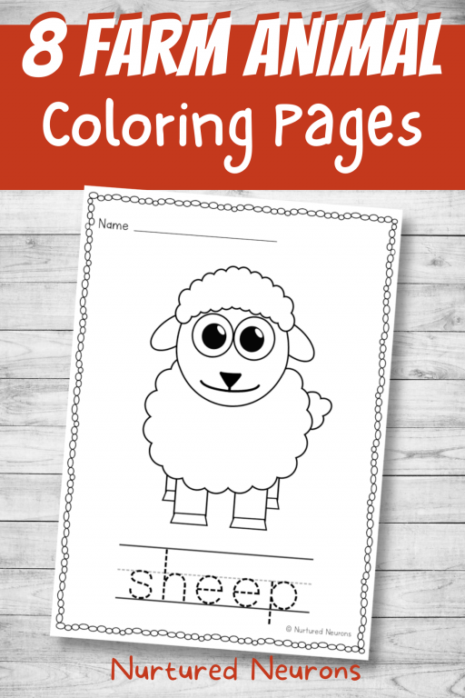 Simple farm animal tracing and coloring pages printable pdf