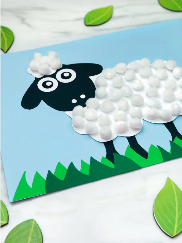 Easy pom pom sheep craft free template