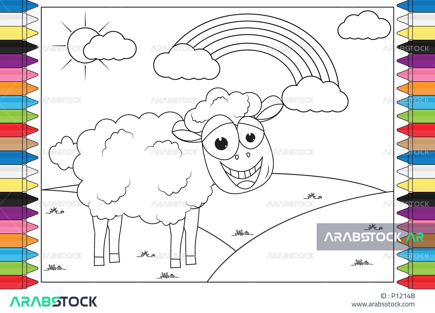 Vector drawing of a black and white sheep cut out and ready for coloring teaching drawing and coloring for children vector illustrator