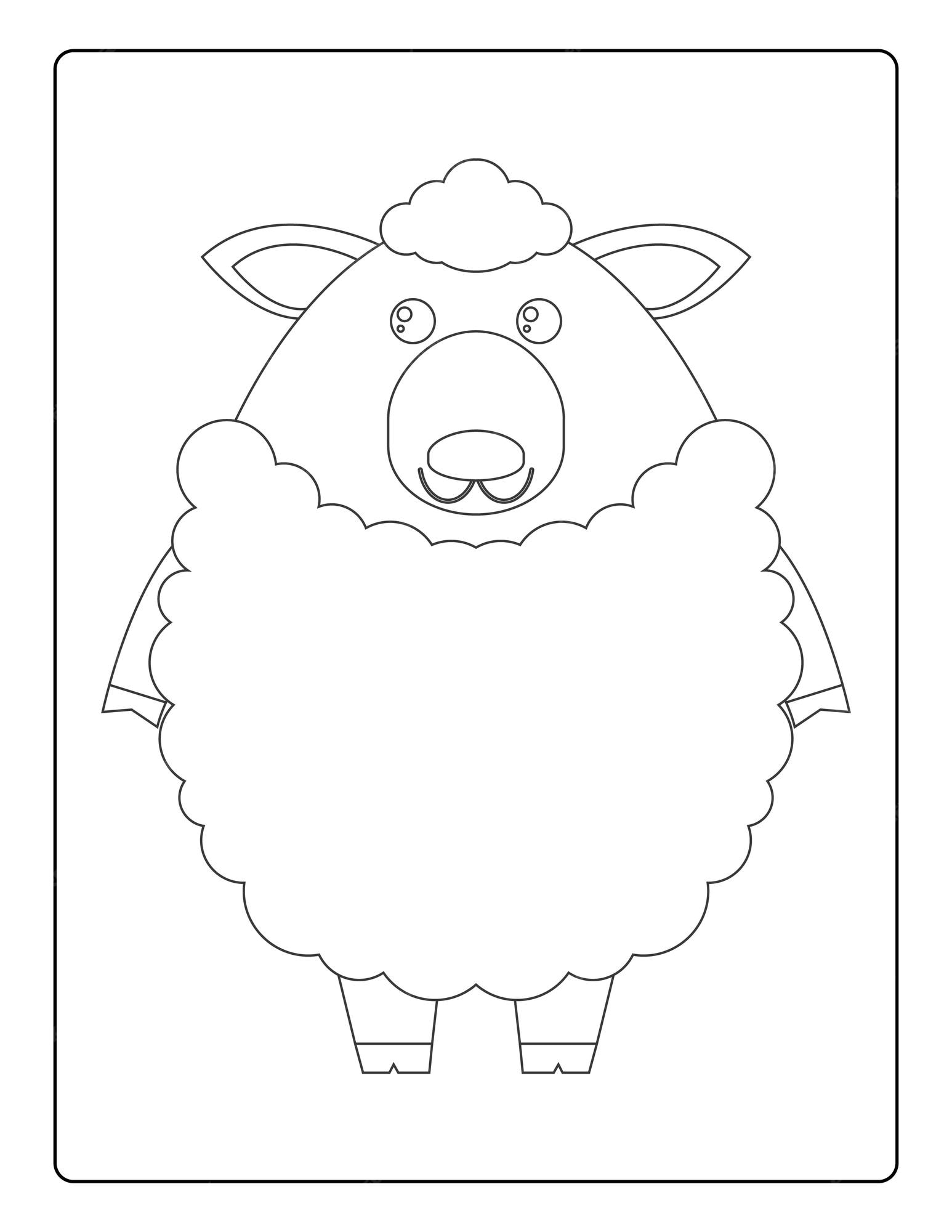 Premium vector animals coloring pages for kids with cute animals black and white activity worksheet