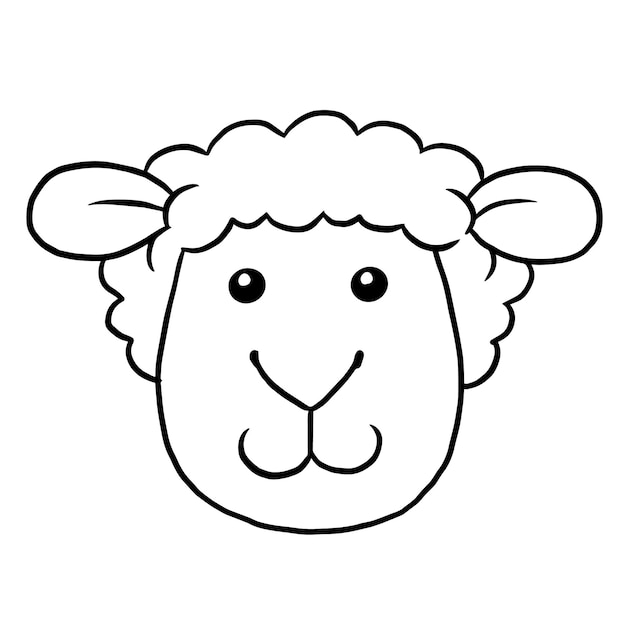 Premium vector sheep cartoon animal cute kawaii doodle coloring page drawing