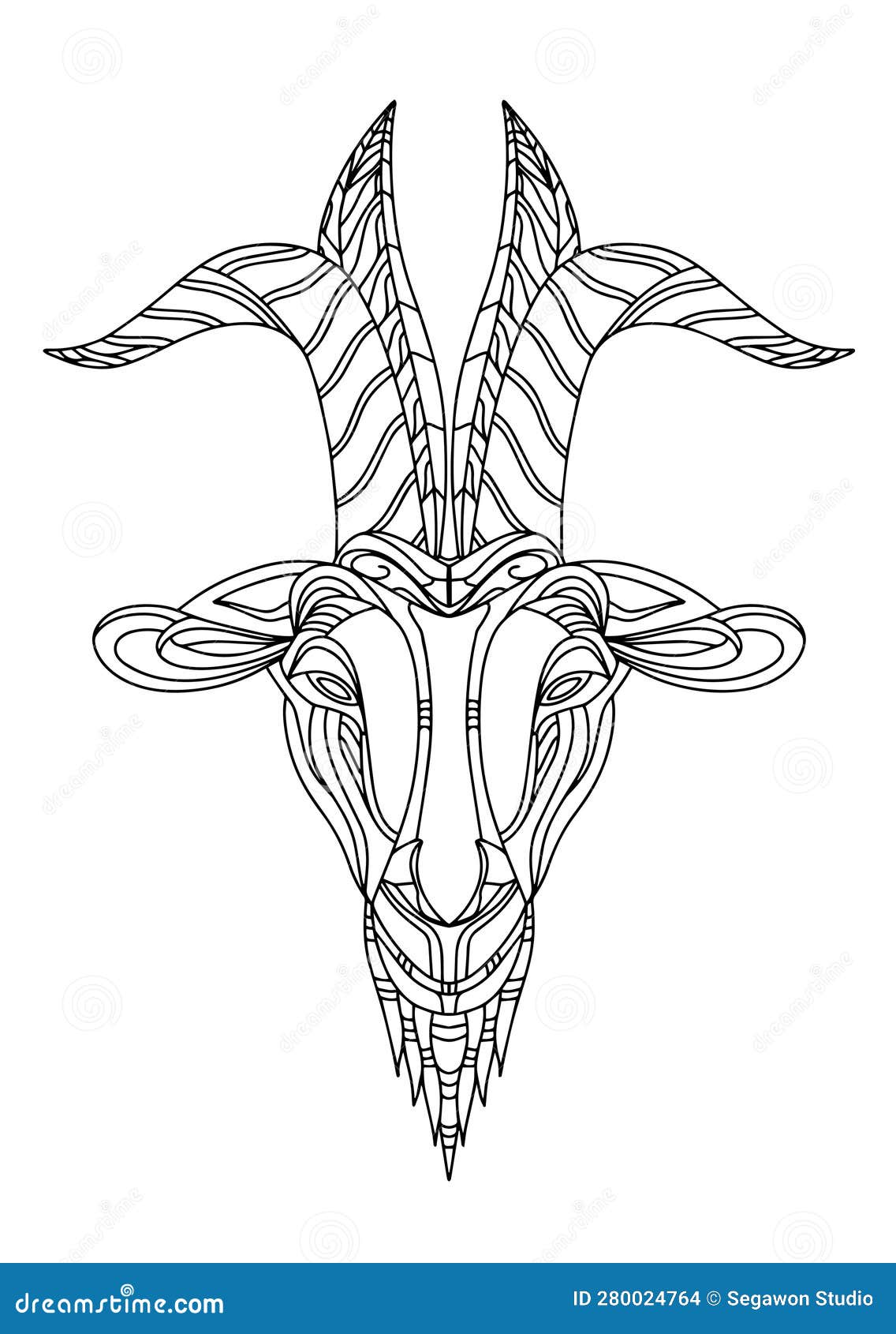 Adult coloring book page abstract sheep head design illustration stock vector