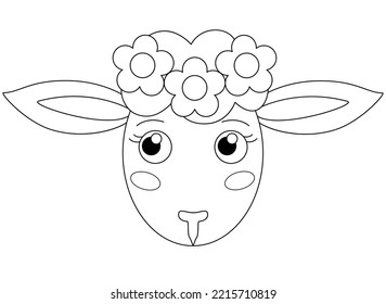 Cute muzzle cartoon sheep vector linear stock vector royalty free