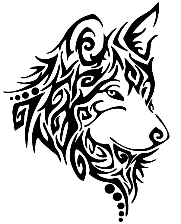 Printable tattoo with sheep dog on coloring page