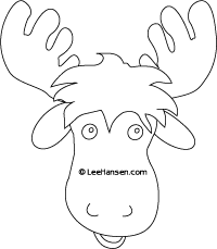 Moose face coloring page or mask template