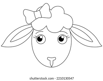 Cute muzzle cartoon sheep vector linear stock vector royalty free