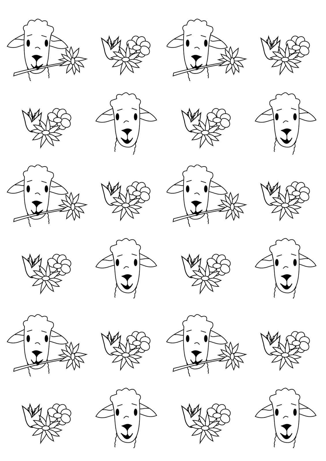 Free printable spring coloring page sheep