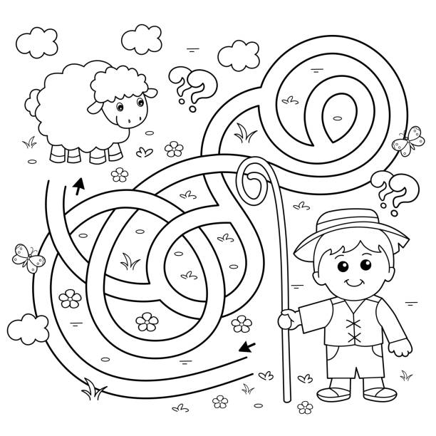 Sheep coloring pages stock illustrations royalty