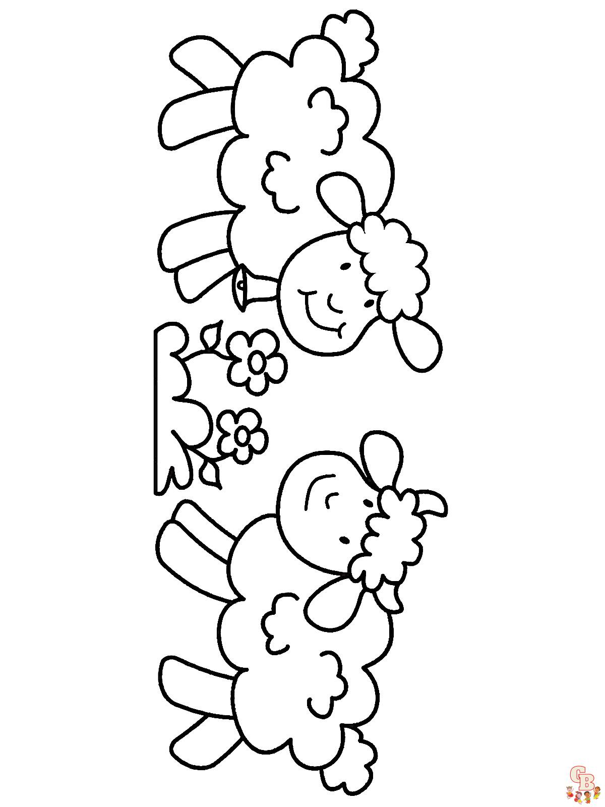 Colorful sheep coloring pages for kids