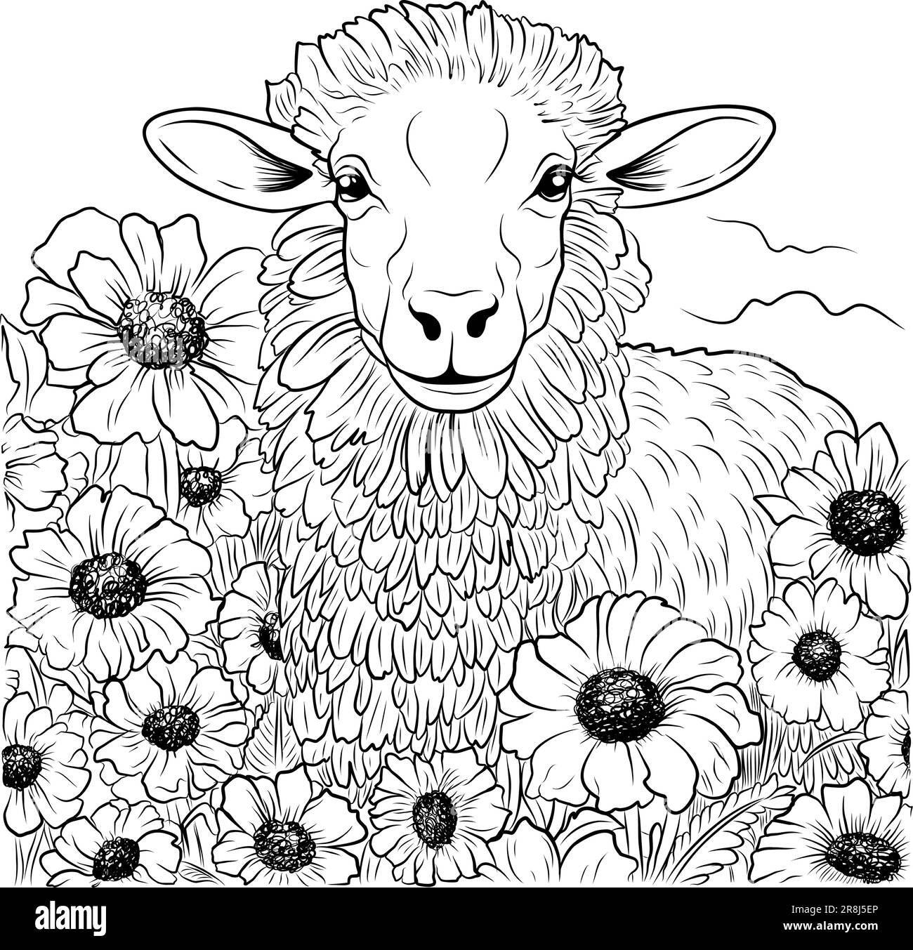 Colouring sheep stock vector images