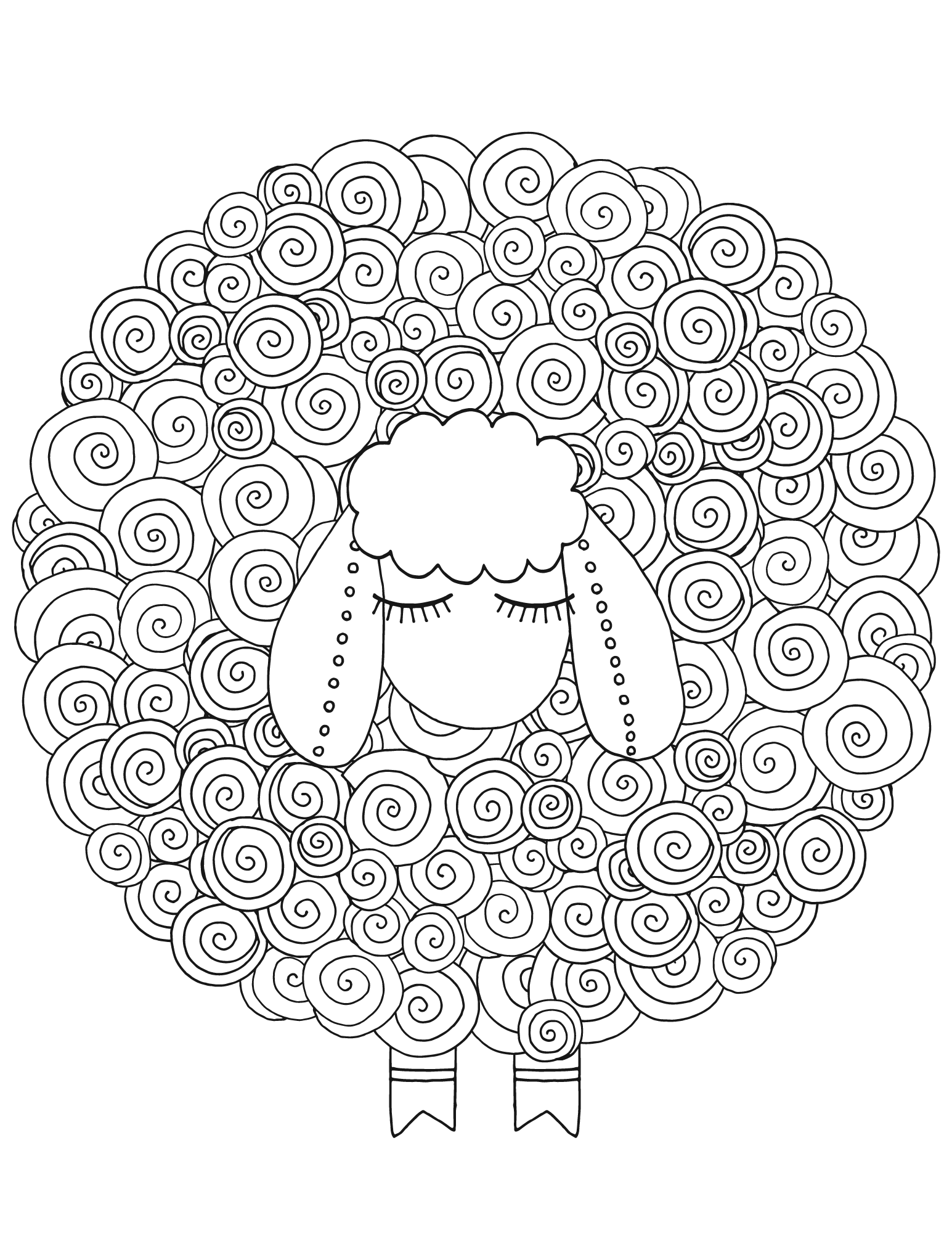 Superb sheep coloring pages for kids and adults