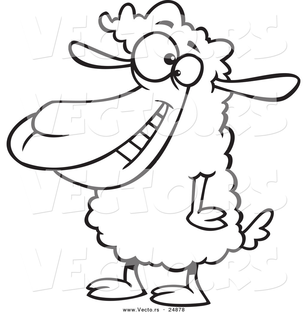 R of a cartoon happy sheep