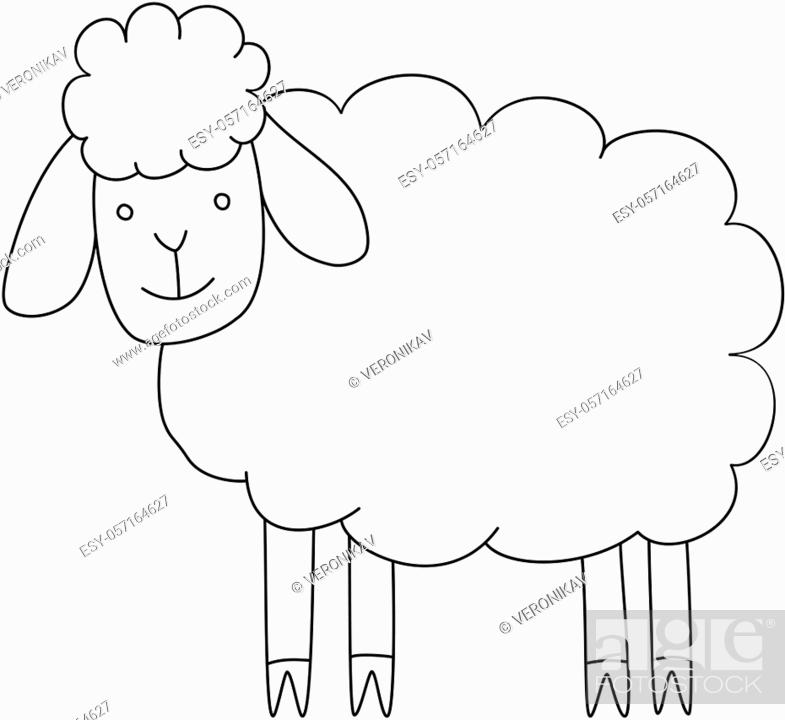 Simple cartoon sheep coloring book page for children vector black outline illustration stock vector vector and low budget royalty free image pic esy