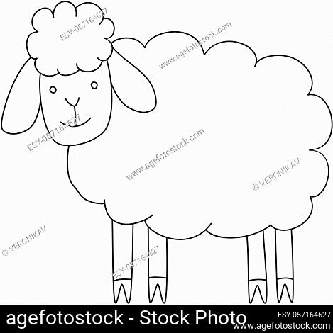 Simple cartoon sheep coloring book page for children vector black outline illustration stock vector vector and low budget royalty free image pic esy