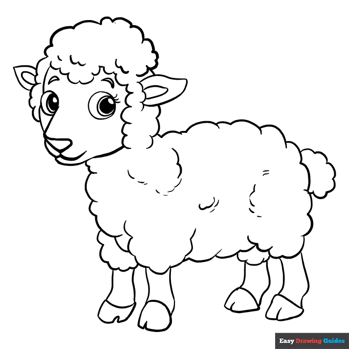 Lamb coloring page easy drawing guides