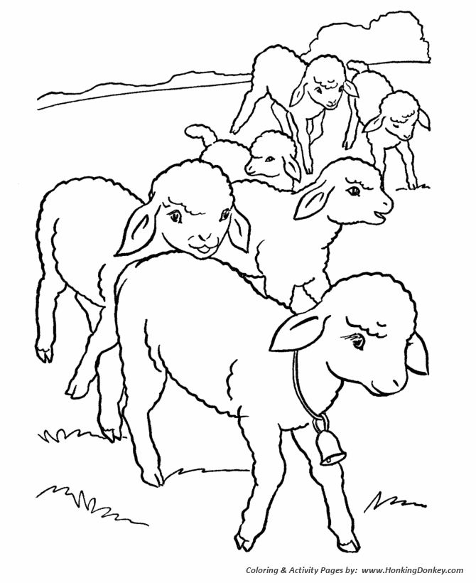 Farm animal coloring pages printable flock of lambs coloring page and kids activity sheet