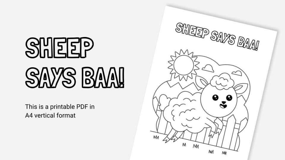 Sheep says baa printable coloring worksheet