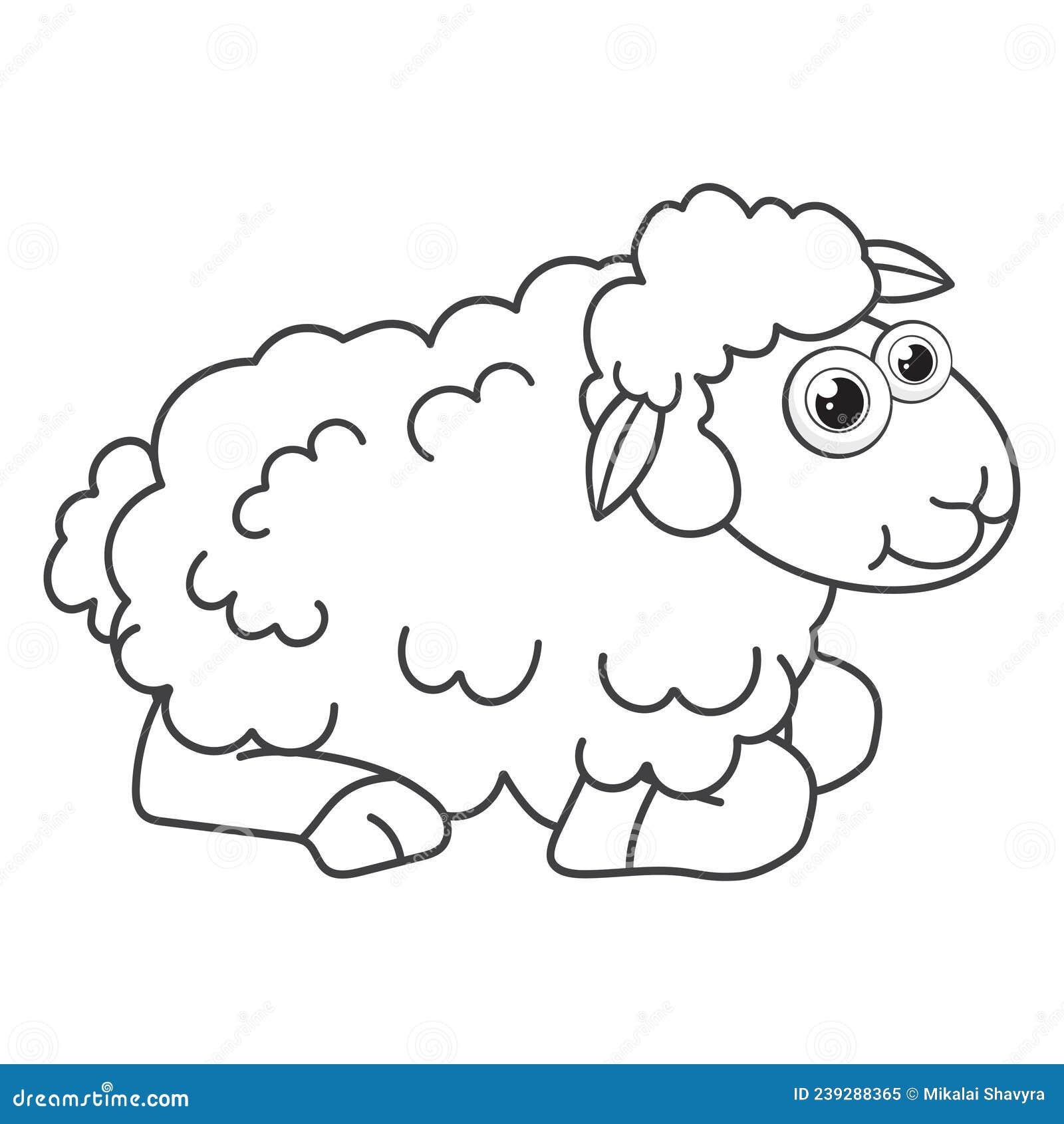 Colorless cartoon a young sheep coloring pages template page for coloring book of funny easter lamb for kids stock vector