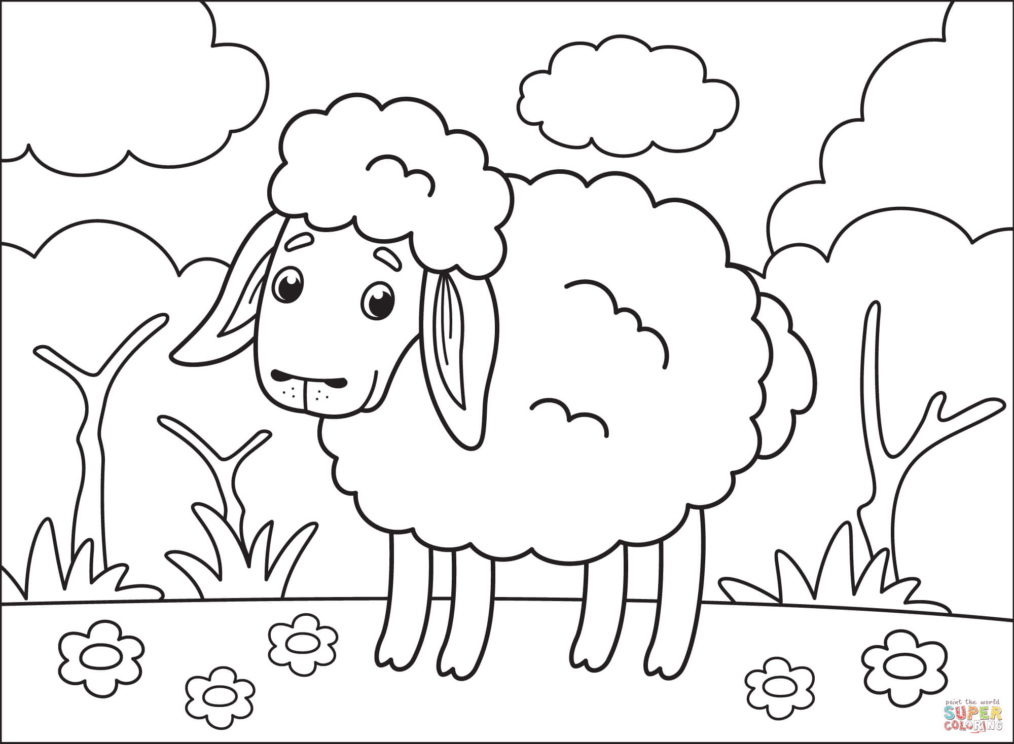 Sheep coloring page free printable coloring pages