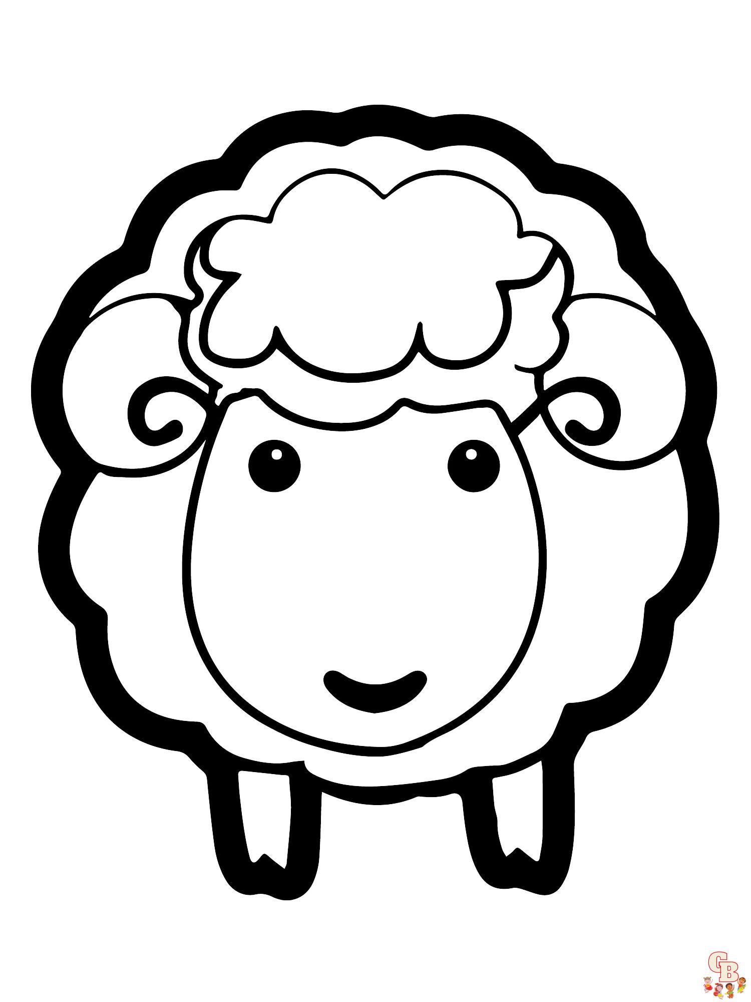 Colorful sheep coloring pages for kids