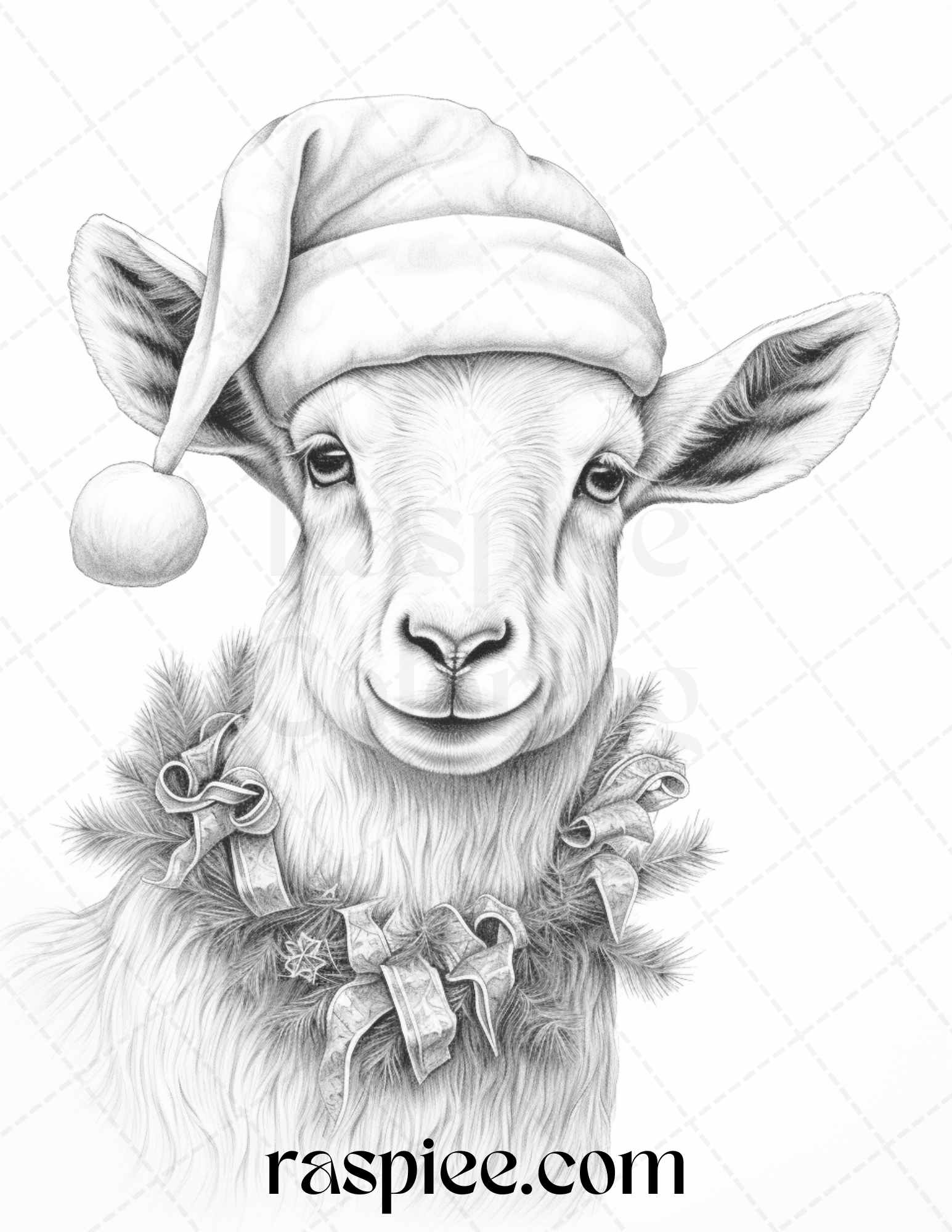 Christmas animals grayscale coloring pages printable for adults pd â coloring