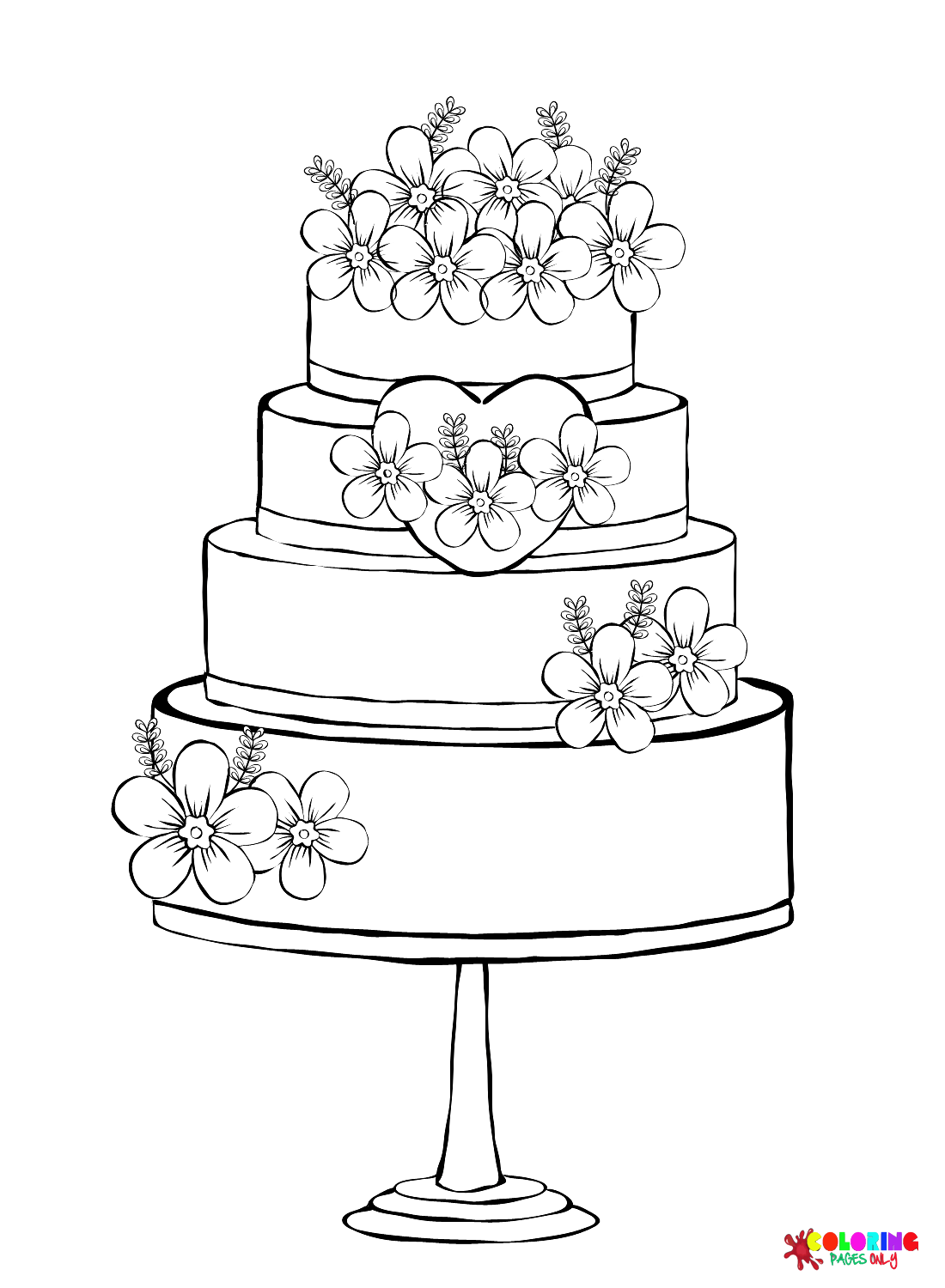 Wedding cake coloring pages printable for free download