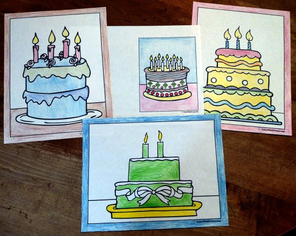 Birthday cake coloring pages â customizable ad