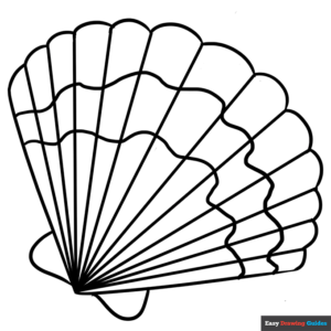 Seashell coloring page easy drawing guides