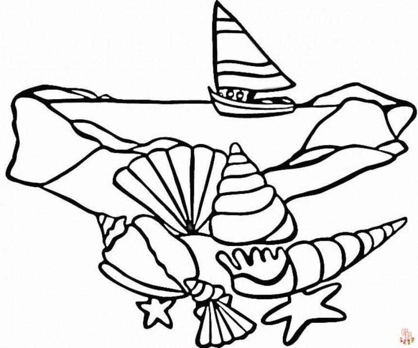 Dive into fun with sea shell coloring pages