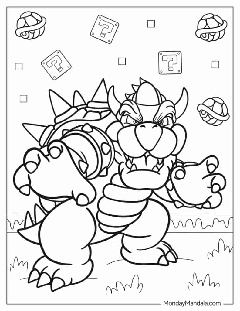 Bowser coloring pages free pdf printables