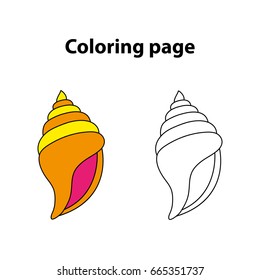 Shell painting page game children worksheet stock vector royalty free