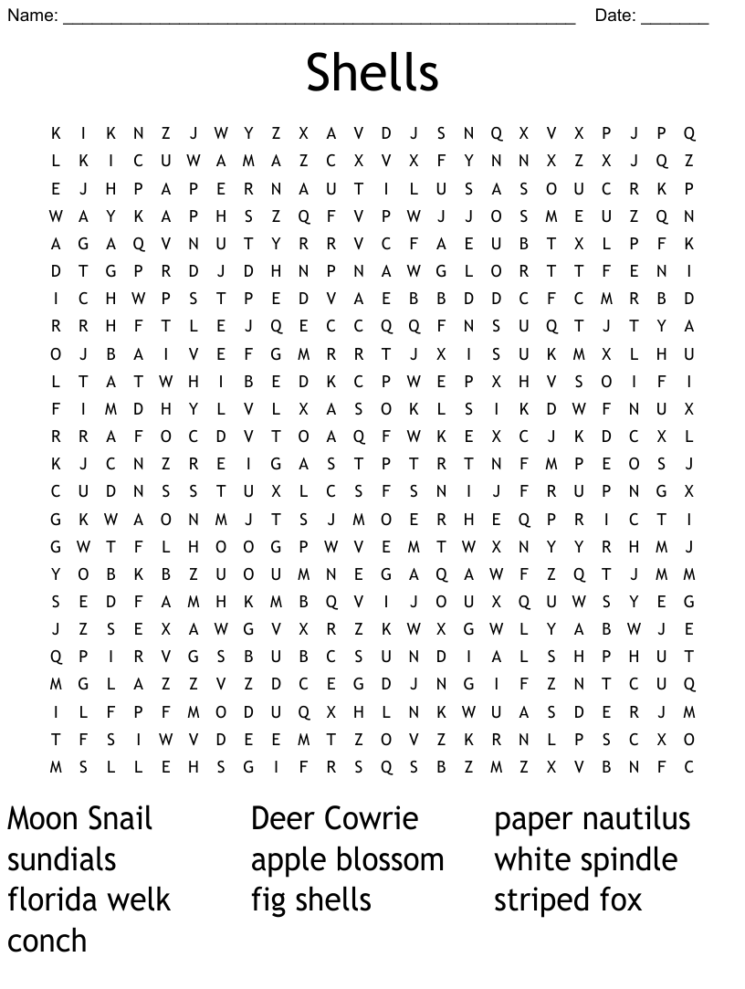 Shells word search