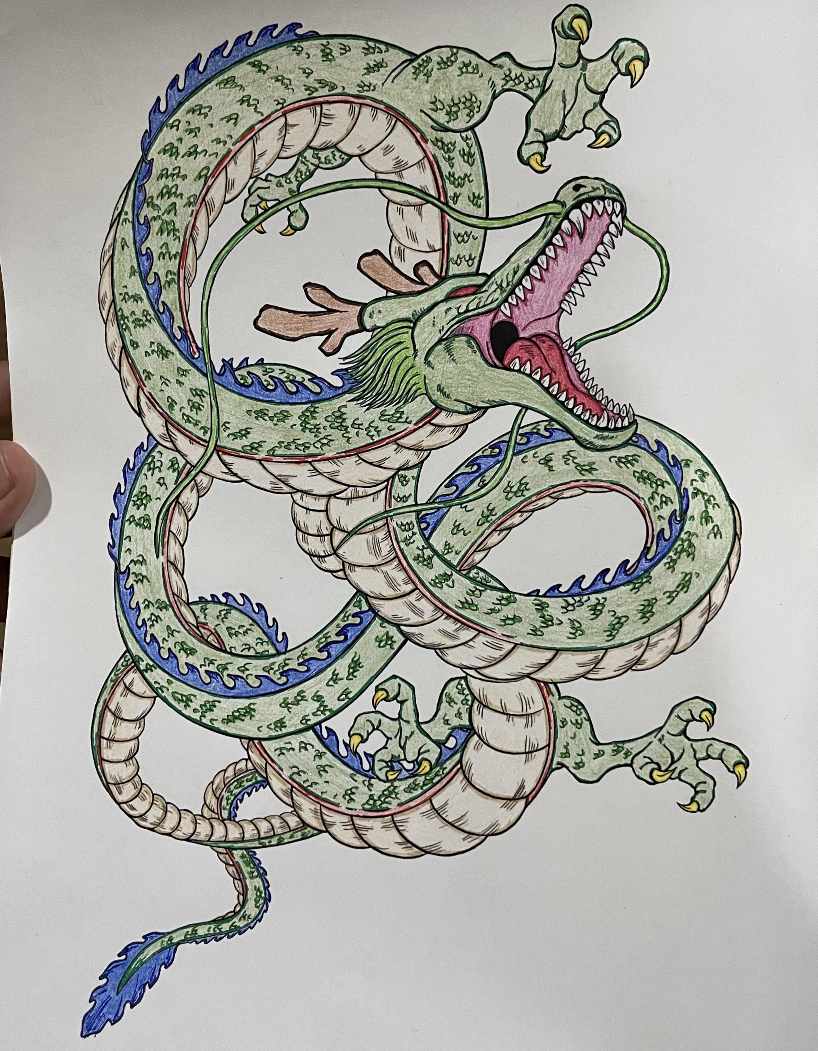 Finished coloring my drawing of shenron ð rdbz