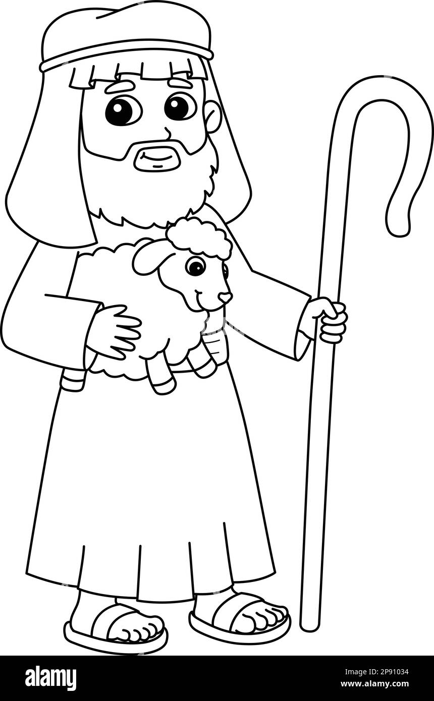 Shepherd isolated coloring page for kids stock vector image art