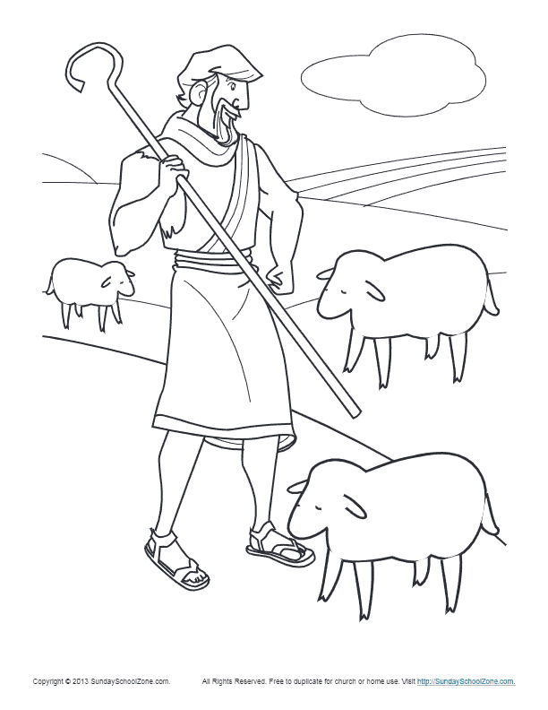 Bible coloring pages for kids the shepherd tends his flock