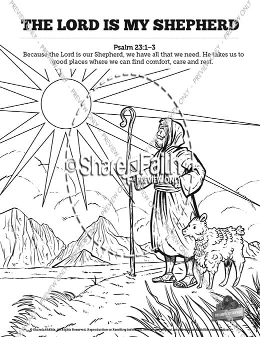 Psalm the lord is my shepherd sunday school coloring pages â