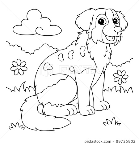 Australian shepherd dog coloring page for kids