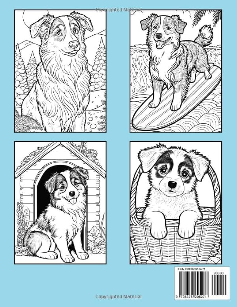 Australian shepherd coloring book fun and easy dogs coloring pages in cute style with australian shepherd for kids adults dogs coloring books for kids adults sommer alura books