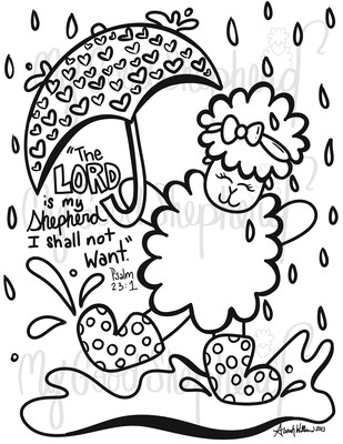 Psalm coloring sheet animal coloring page digital download sheep activity page lord is my shepherd coloring sheet makerplace by