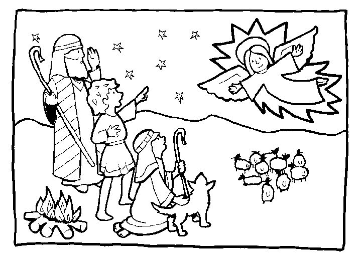 Delightful coloring pages of angels and shepherds