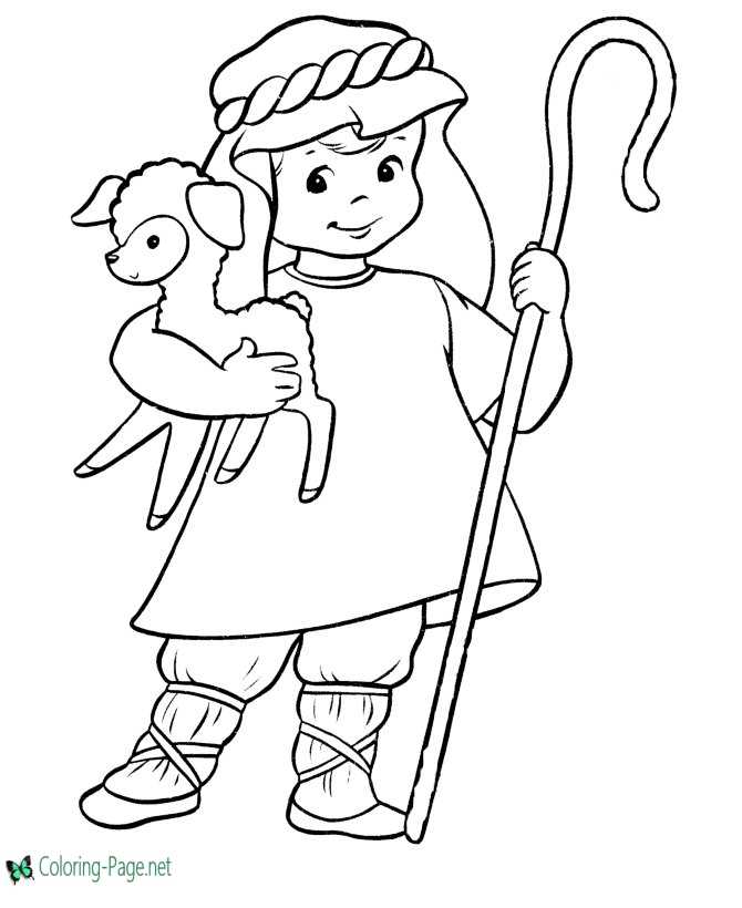 Shepherd boy christmas coloring pages