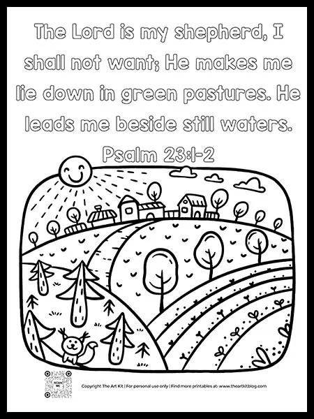 Free printable bible verse coloring page the lord is my shepherd bubble font â the art kit