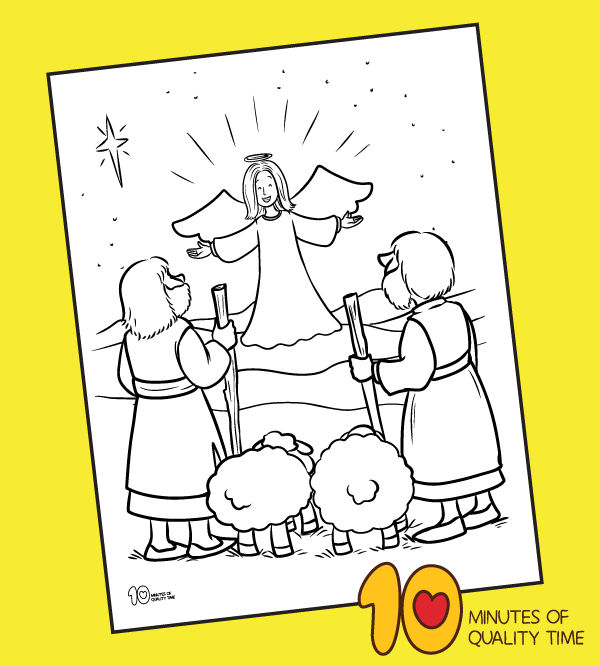 The shepherds and the angel coloring page â minutes of quality time